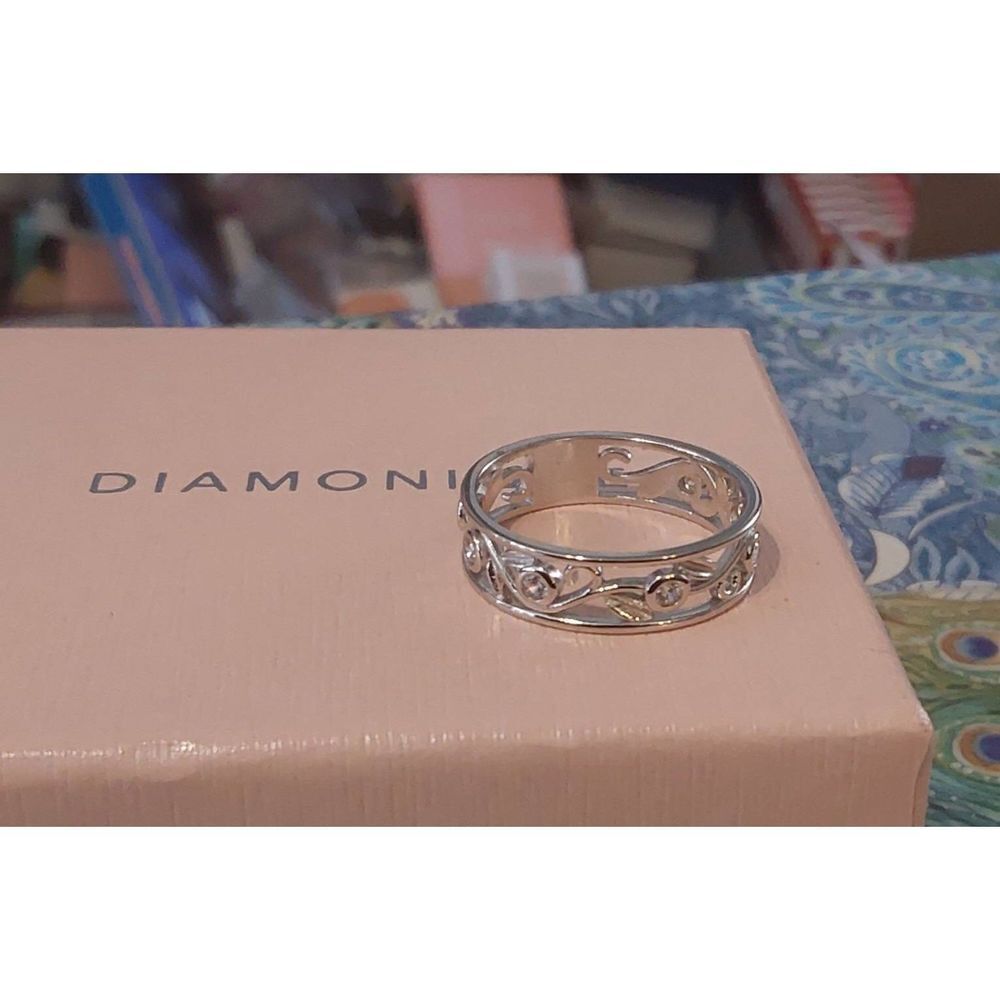 Diamonique Silver-Tone Openwork Ring with Clear Stones - Silver